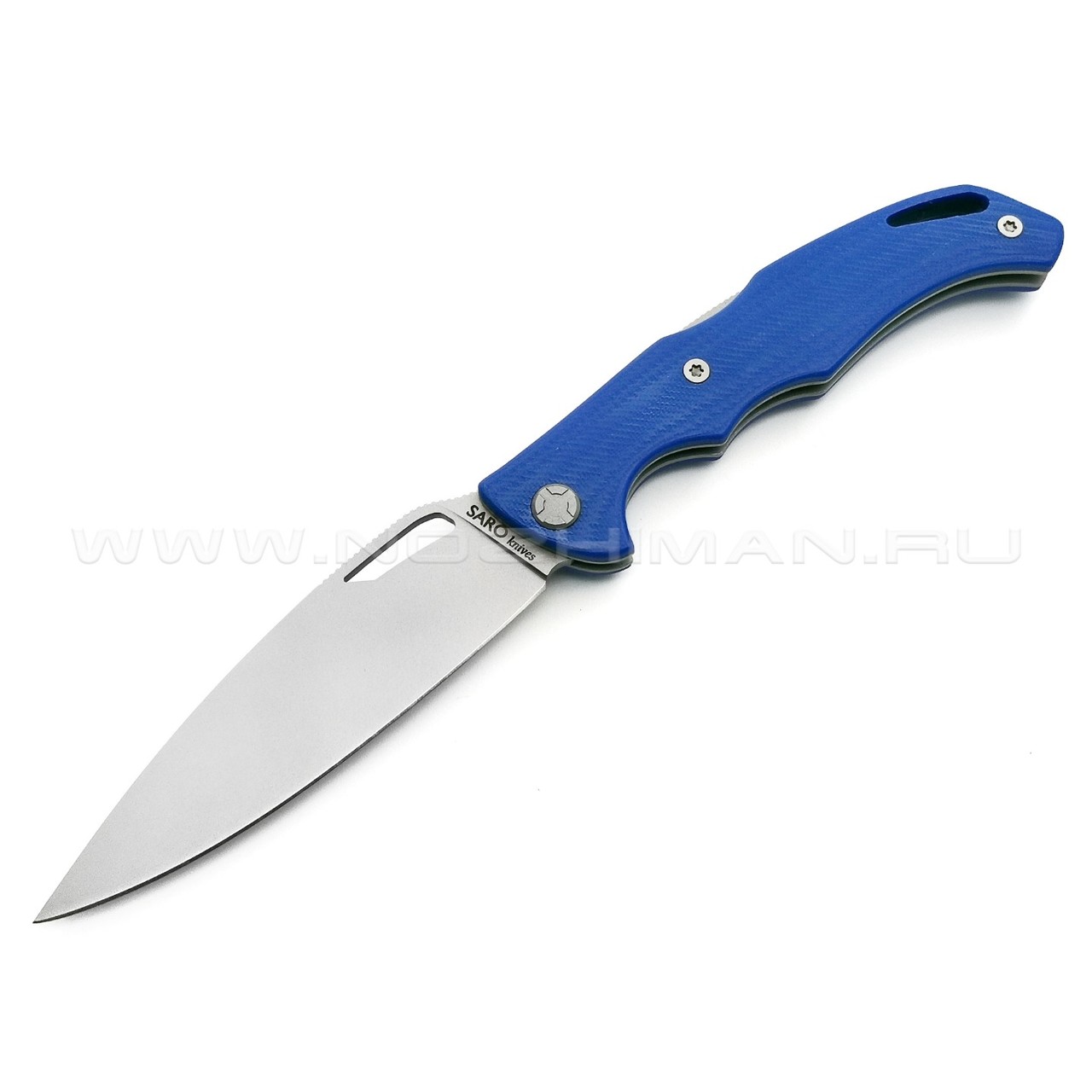 Saro нож Кайман EVO сталь K110, рукоять G10 blue