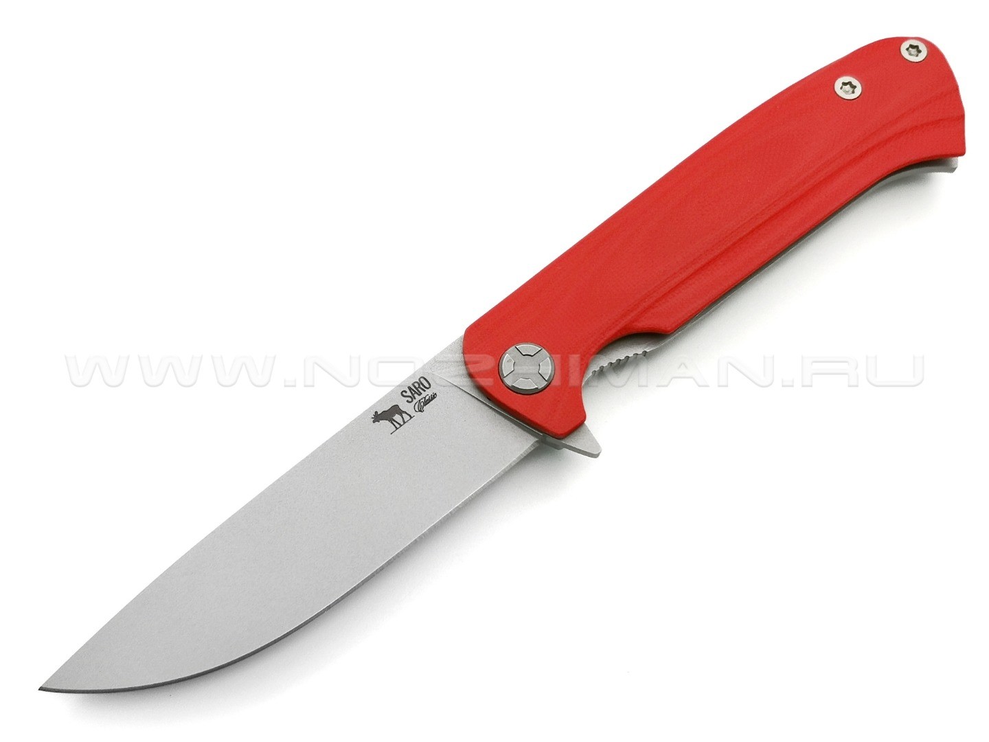 Saro нож Чиж сталь N690, рукоять G10 red