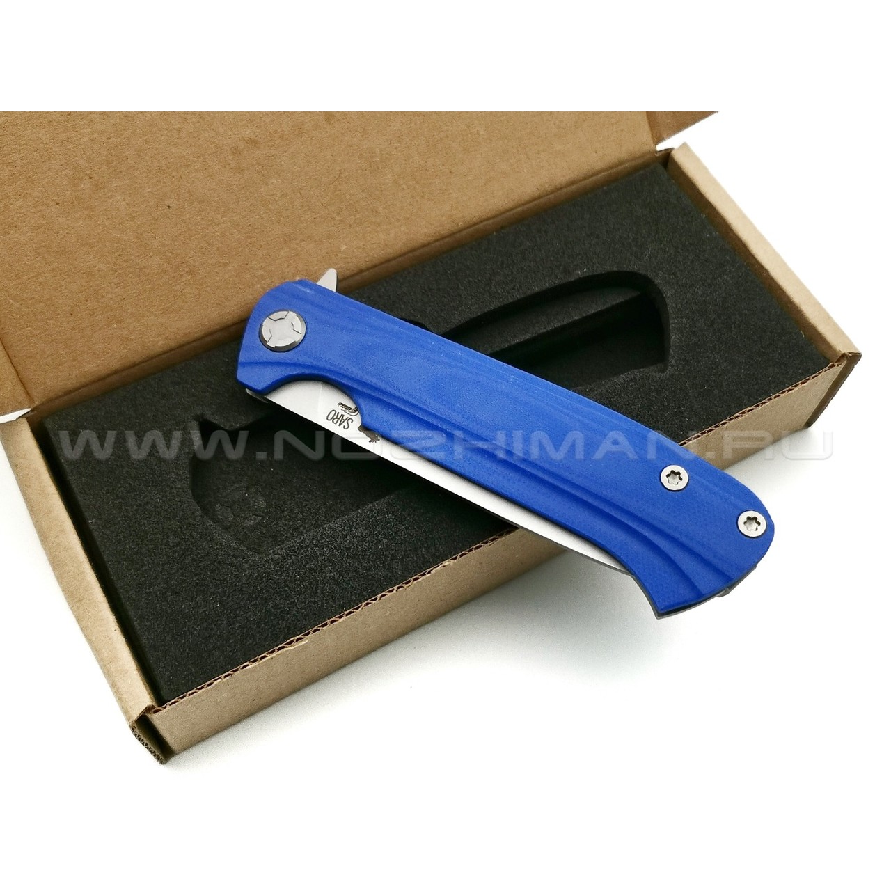 Saro нож Чиж Next сталь N690, рукоять G10 blue