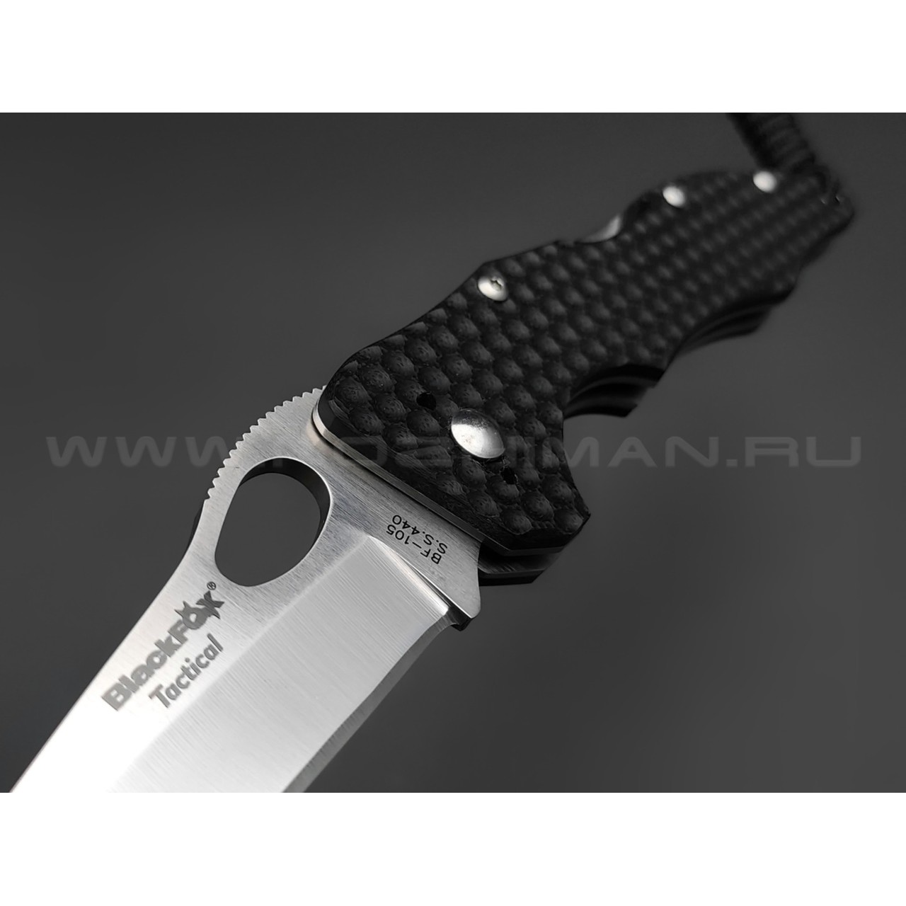 Нож Black Fox BF-105 сталь 440, рукоять G10 black