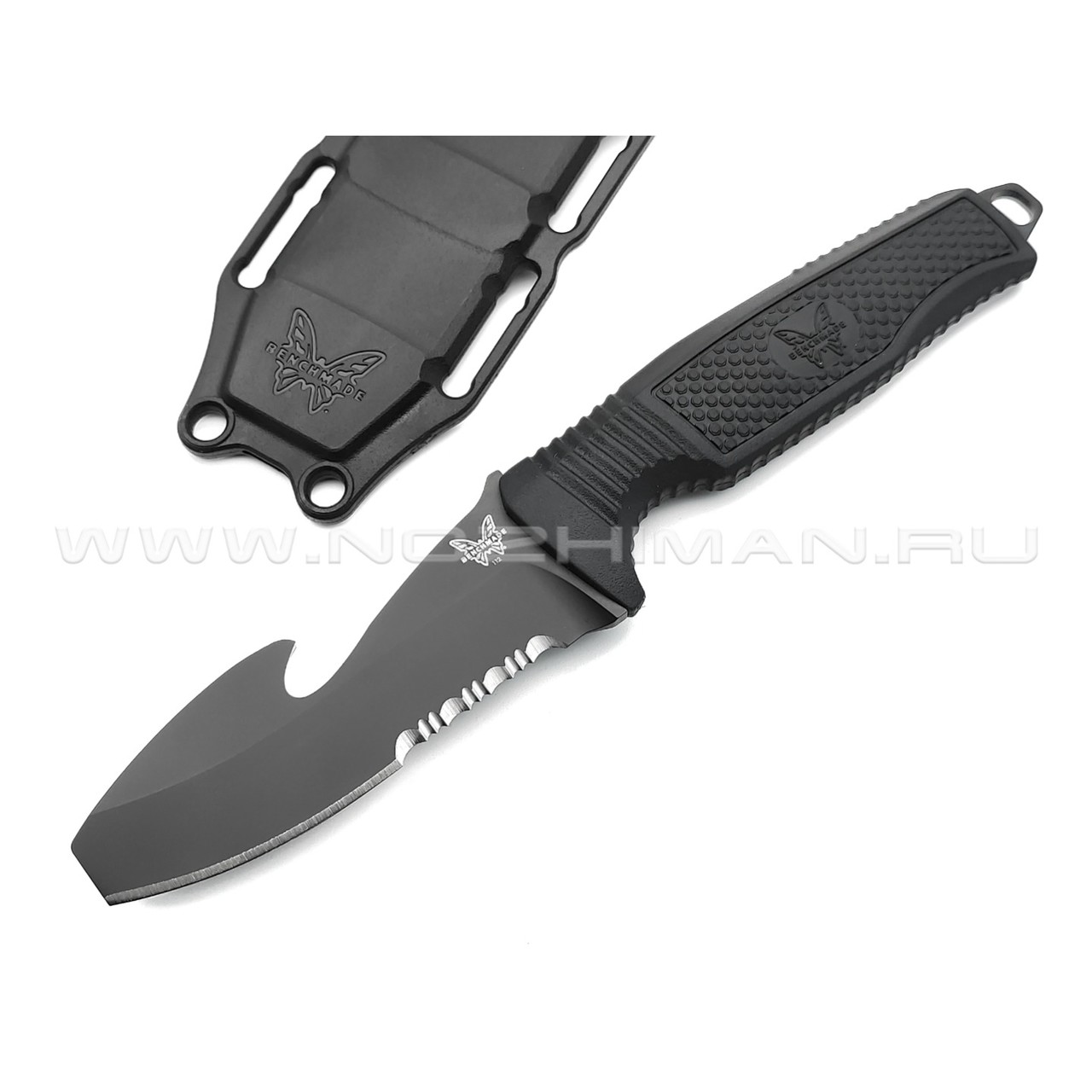 Нож дайверский Benchmade 112SBK-BLK Fixed Dive Knife сталь N680, рукоять Rubberized Overmold