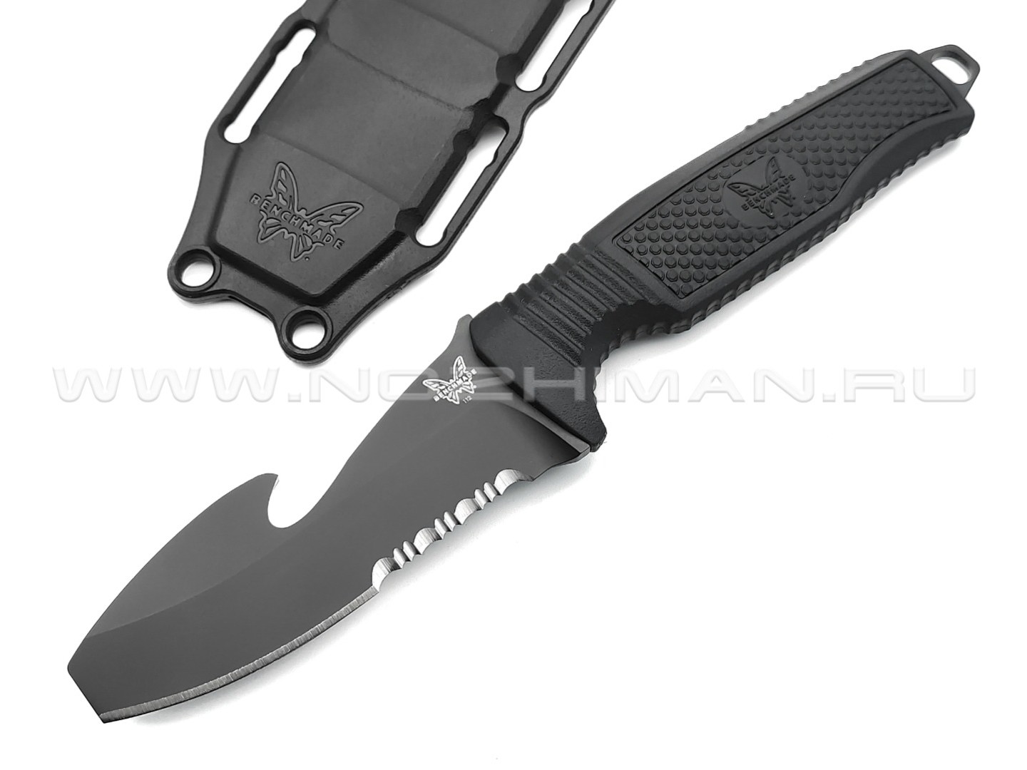 Нож дайверский Benchmade 112SBK-BLK Fixed Dive Knife сталь N680, рукоять Rubberized Overmold