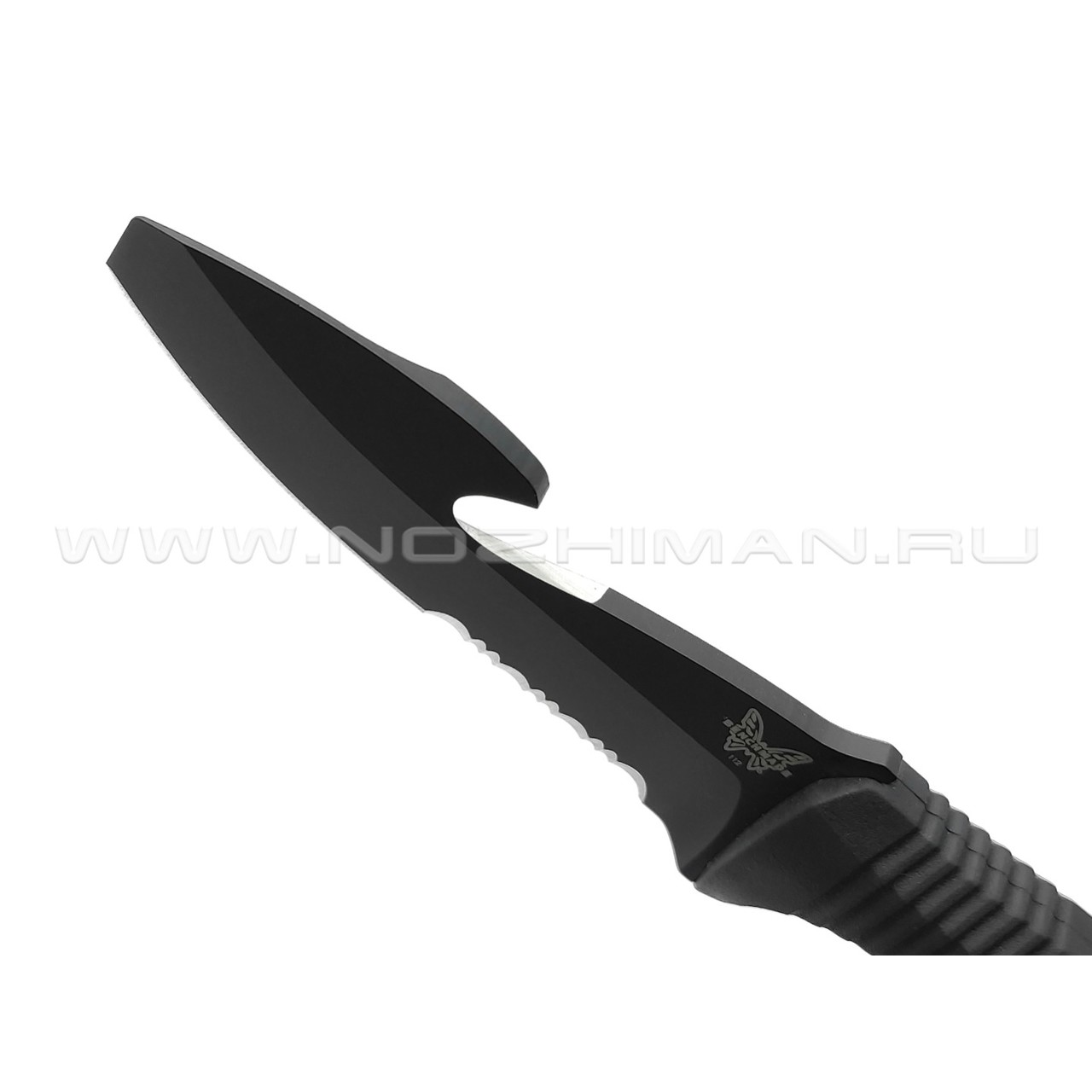 Нож дайверский Benchmade 112SBK-BLK Fixed Dive Knife сталь N680, рукоять Rubberized Overmold