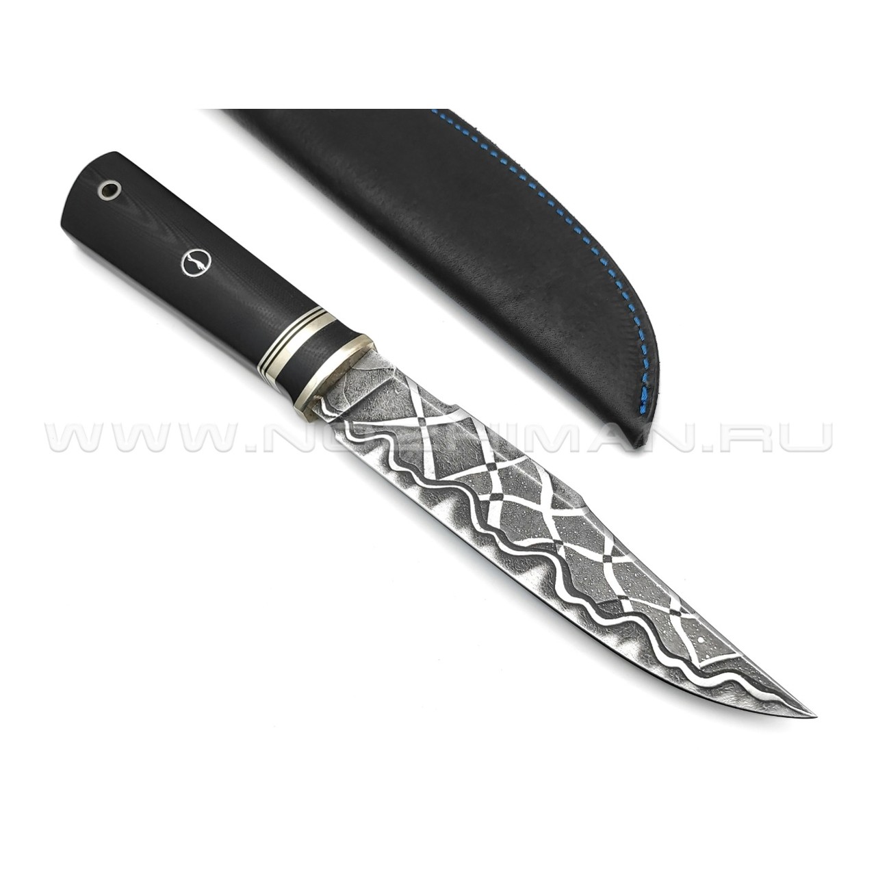 Волчий Век нож Slon сталь PGK WA, рукоять G10 black, мельхиор
