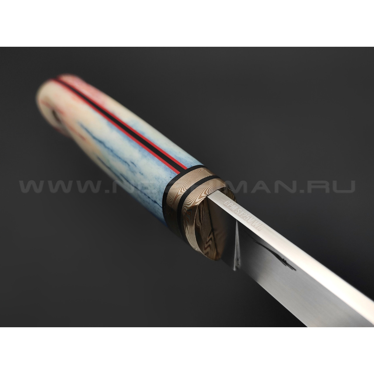 Волчий Век нож Слон сталь CPM S125V WA, рукоять кость жирафа, мокумэ-гане