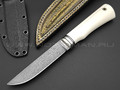 Волчий Век нож Слон Custom сталь CPM REX 121 WA, рукоять бивень моржа, ножны кожа и кайдекс