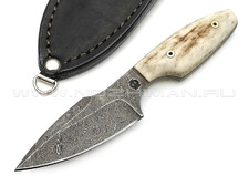 Нож "Шейный" 108Д198 дамасская сталь, рукоять рог лося (Федотов А. В.)
