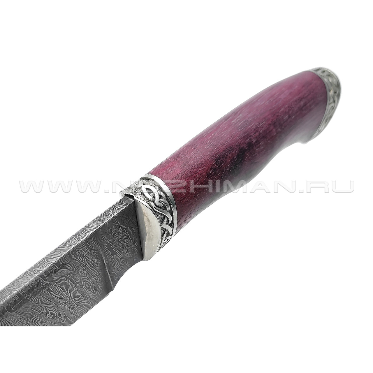 Нож "Тигр" дамасская сталь, рукоять дерево амарант, мельхиор (Фурсач А. А.)