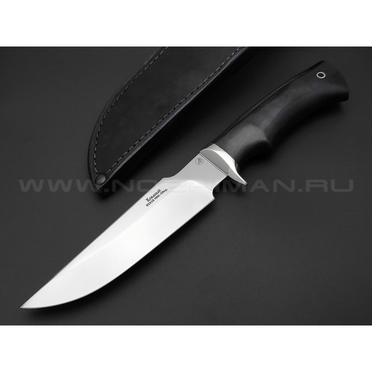 Нож "Ирбис" сталь 95Х18, рукоять дерево граб, мельхиор (Фурсач А. А.)