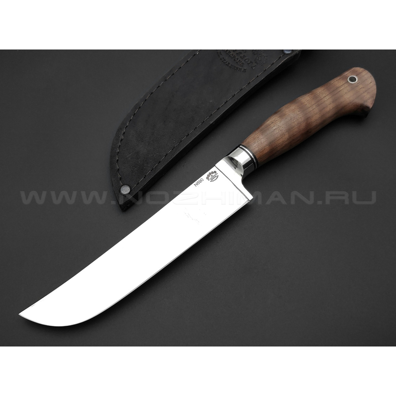Нож "Пчак-Б" сталь N690, рукоять дерево орех, мельхиор (Товарищество Завьялова)