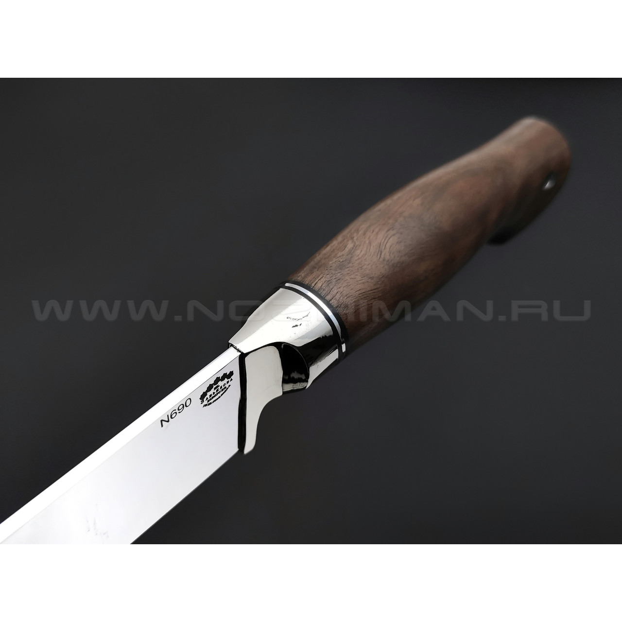 Нож "Пчак-Б" сталь N690, рукоять дерево орех, мельхиор (Товарищество Завьялова)