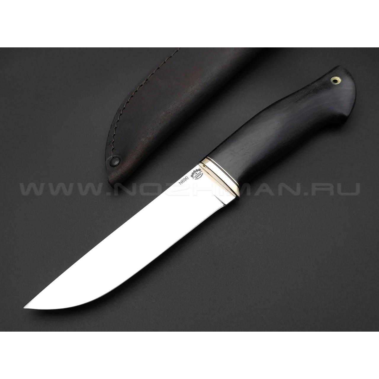 Нож "Курган" сталь N690, рукоять дерево граб, латунь (Товарищество Завьялова)