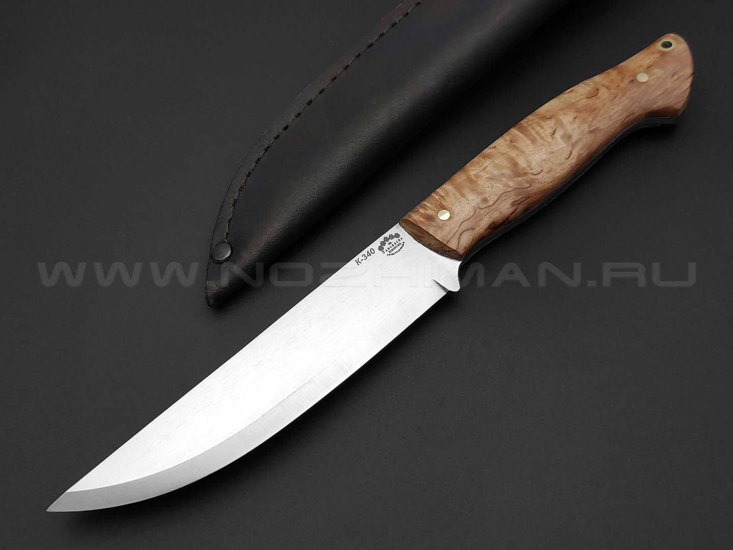 Нож "Граф Шереметьев" сканди, сталь K-340, рукоять карельская берёза (Товарищество Завьялова)