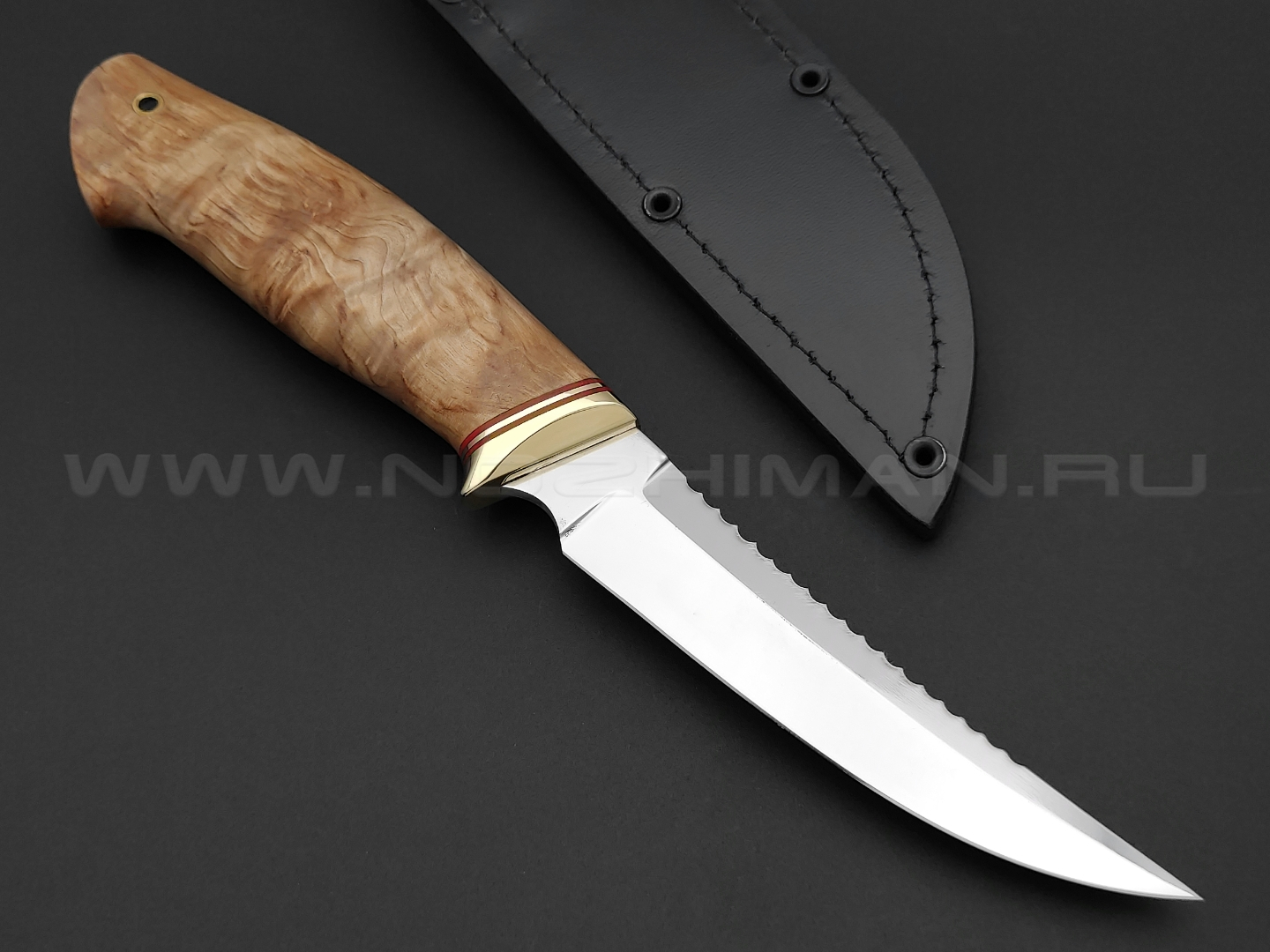Нож "Рыбак" сталь N690, рукоять карельская берёза (Товарищество Завьялова)