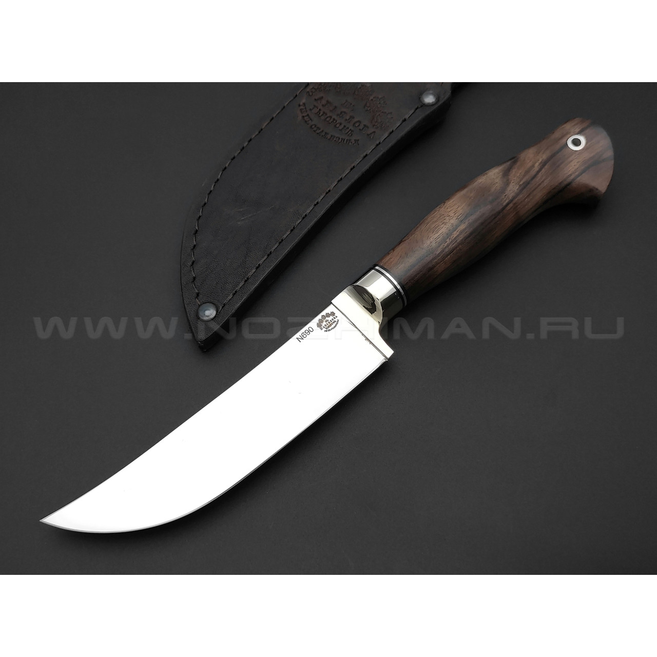 Нож "Пчак-М" сталь N690, рукоять дерево орех, мельхиор (Товарищество Завьялова)