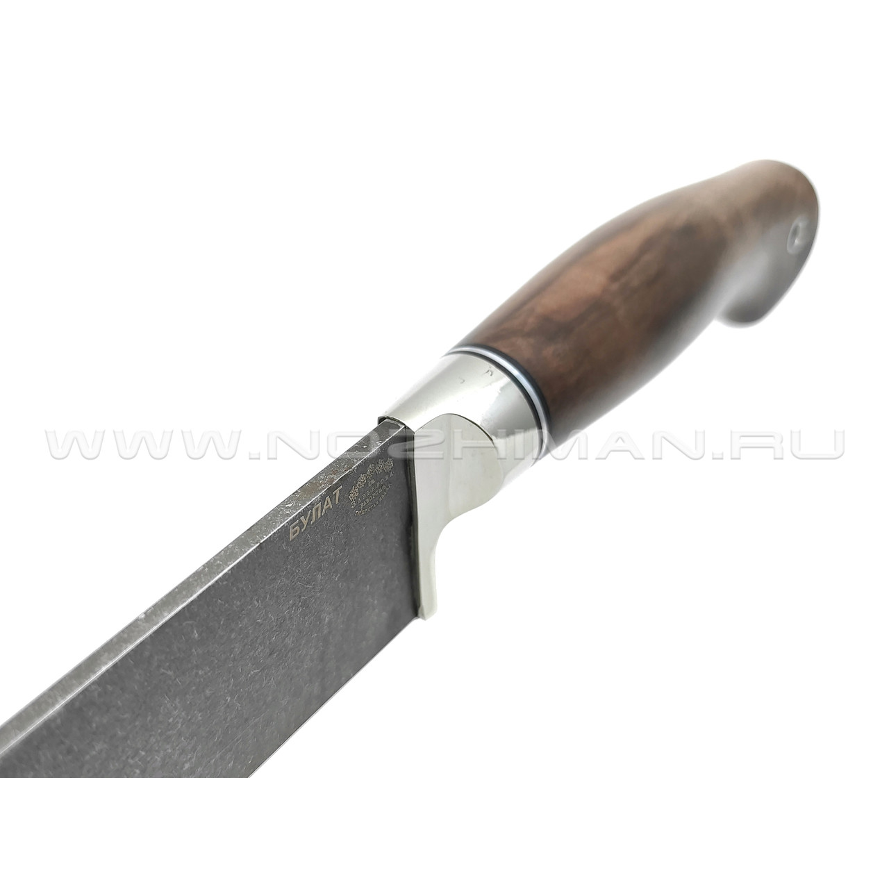 Нож "Пчак-Б" булатная сталь, рукоять дерево орех, мельхиор (Товарищество Завьялова)