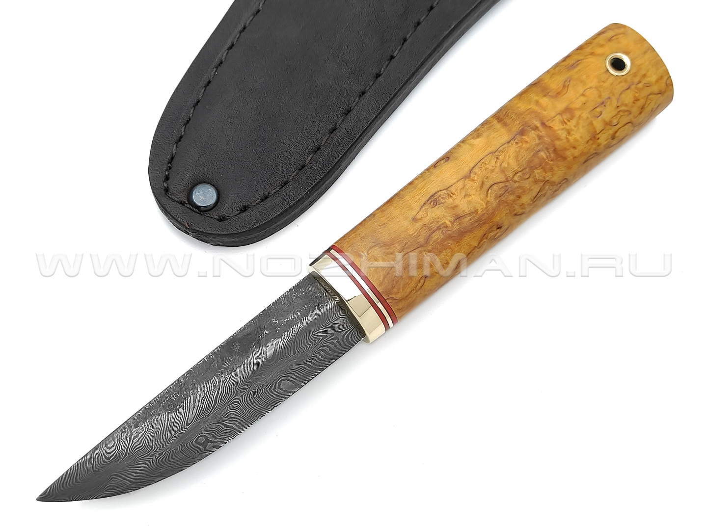 Нож "Якутский Мини" дамасская сталь, рукоять карельская берёза (Товарищество Завьялова)
