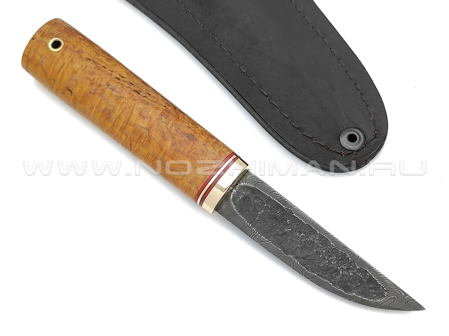 Нож "Якутский Мини" дамасская сталь, рукоять карельская берёза (Товарищество Завьялова)