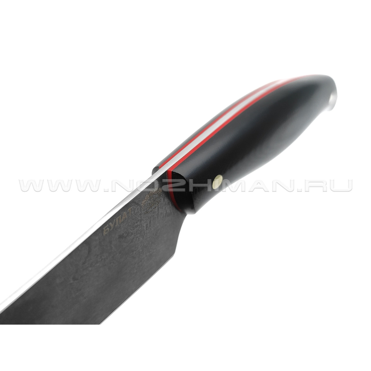 Большой филейный нож №2, булатная сталь, рукоять G10 black (Товарищество Завьялова)