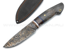 Нож "НЛВ65" ламинат 9ХС, рукоять мокумэ-гане, стабилизированное дерево (Кузница Васильева)