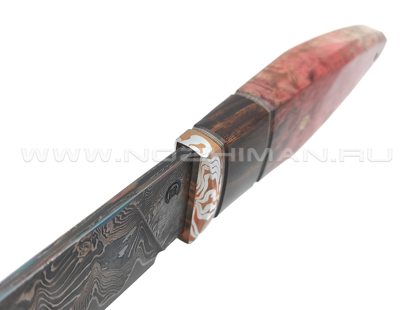 Нож "НЛВ69" ламинат 9ХС, рукоять мокумэ-гане, стабилизированное дерево (Кузница Васильева)
