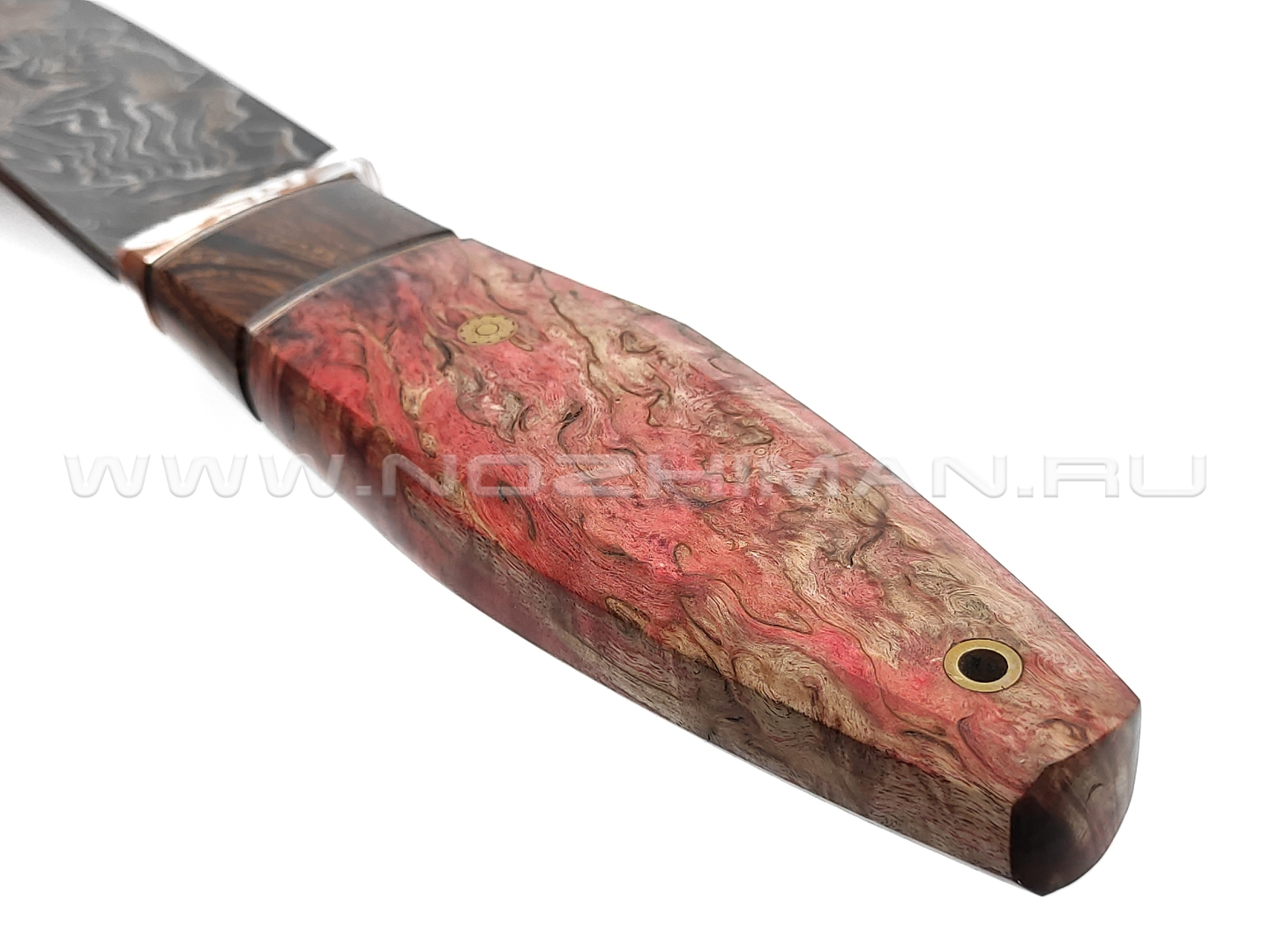 Нож "НЛВ69" ламинат 9ХС, рукоять мокумэ-гане, стабилизированное дерево (Кузница Васильева)