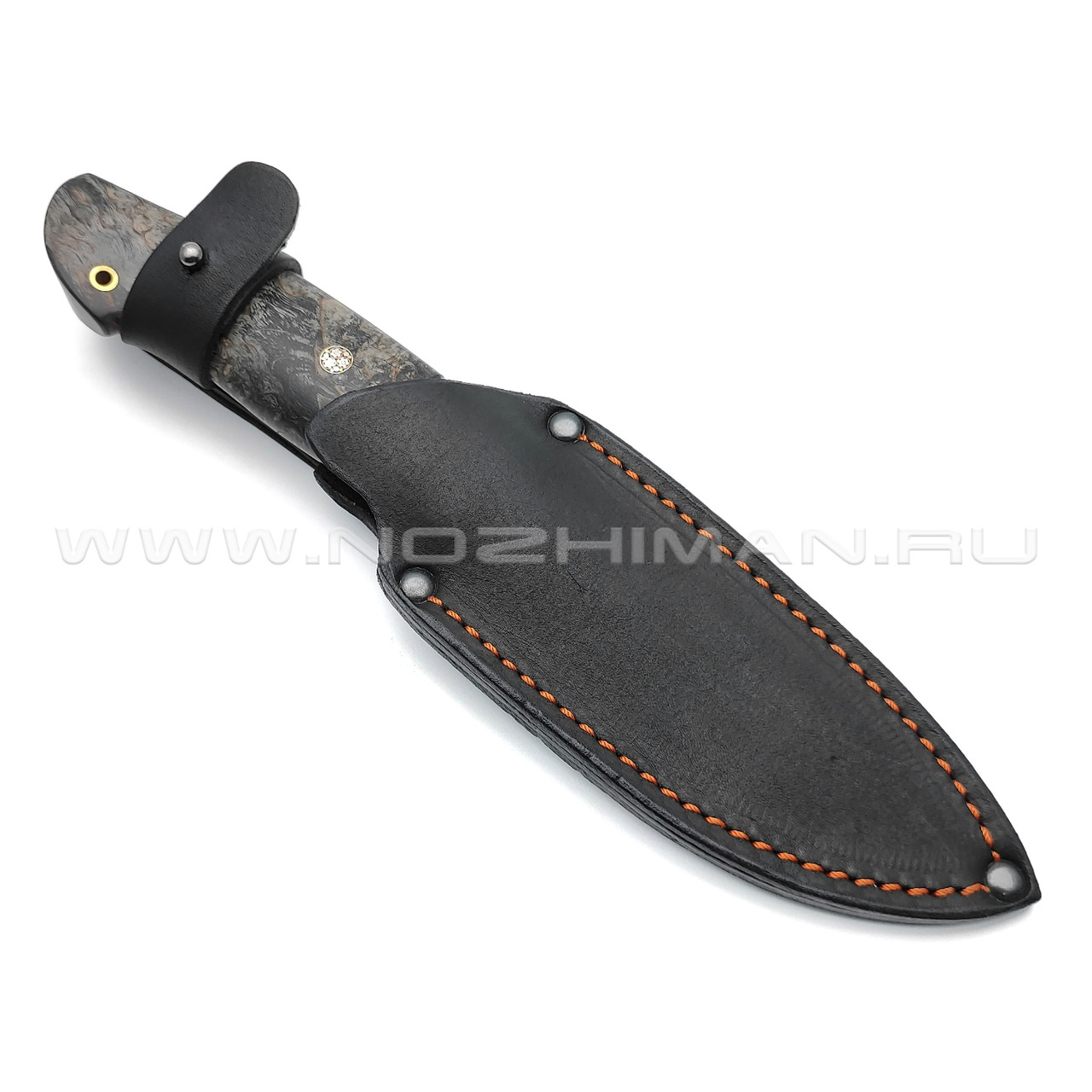 Нож "НЛВ69" ламинат 9ХС, рукоять мокумэ-гане, стабилизированное дерево (Кузница Васильева)