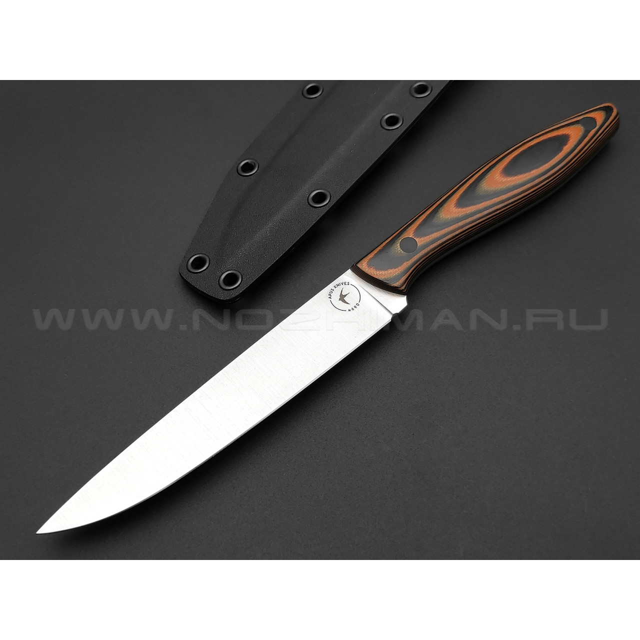 Апус нож Paring Long сталь N690, рукоять G10 black & orange