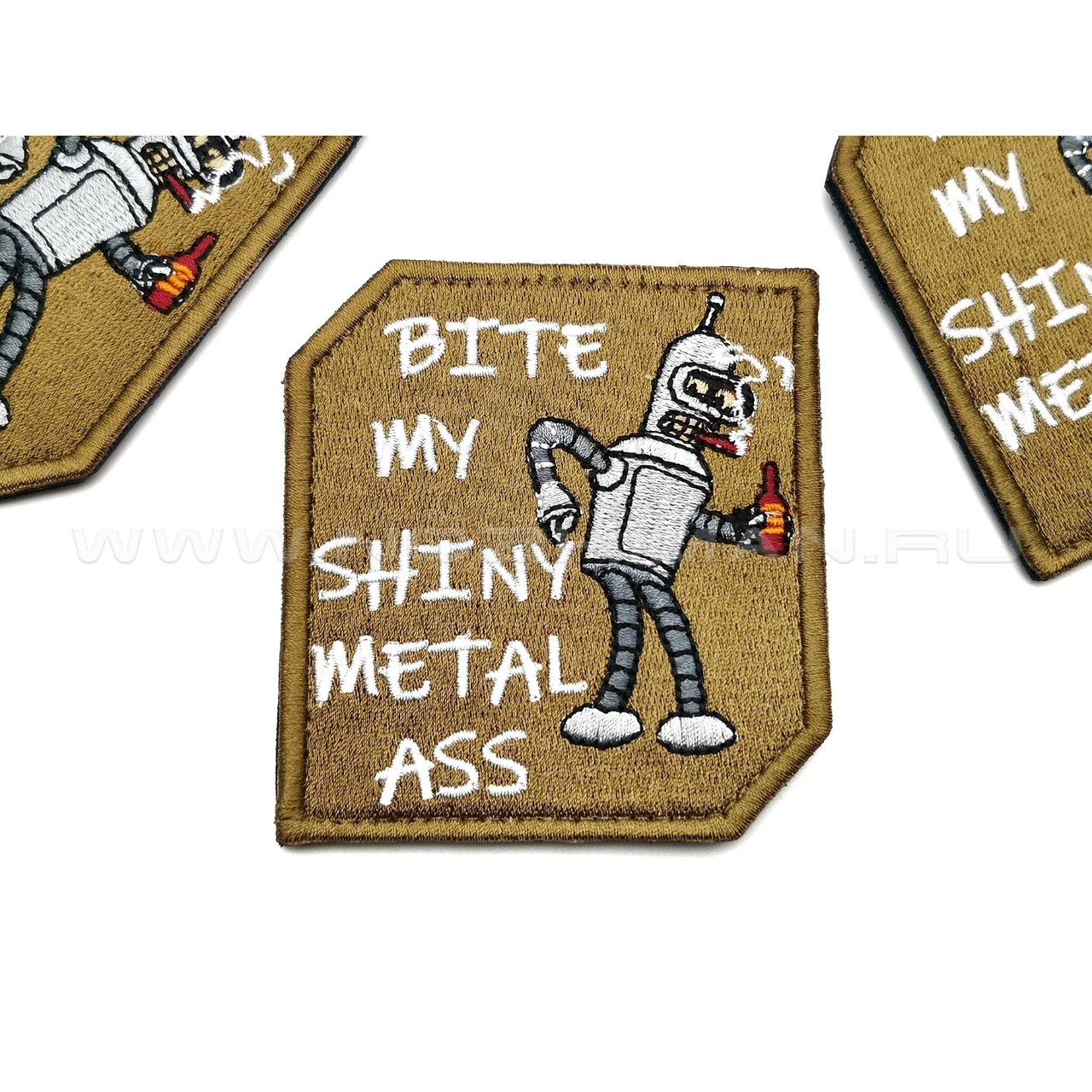 Патч П-277 "Bite my shiny metal ass" койот