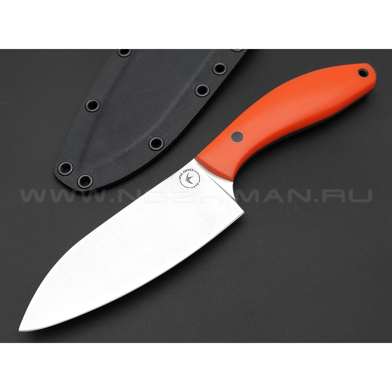Апус нож Santoku-M сталь N690, рукоять G10 orange
