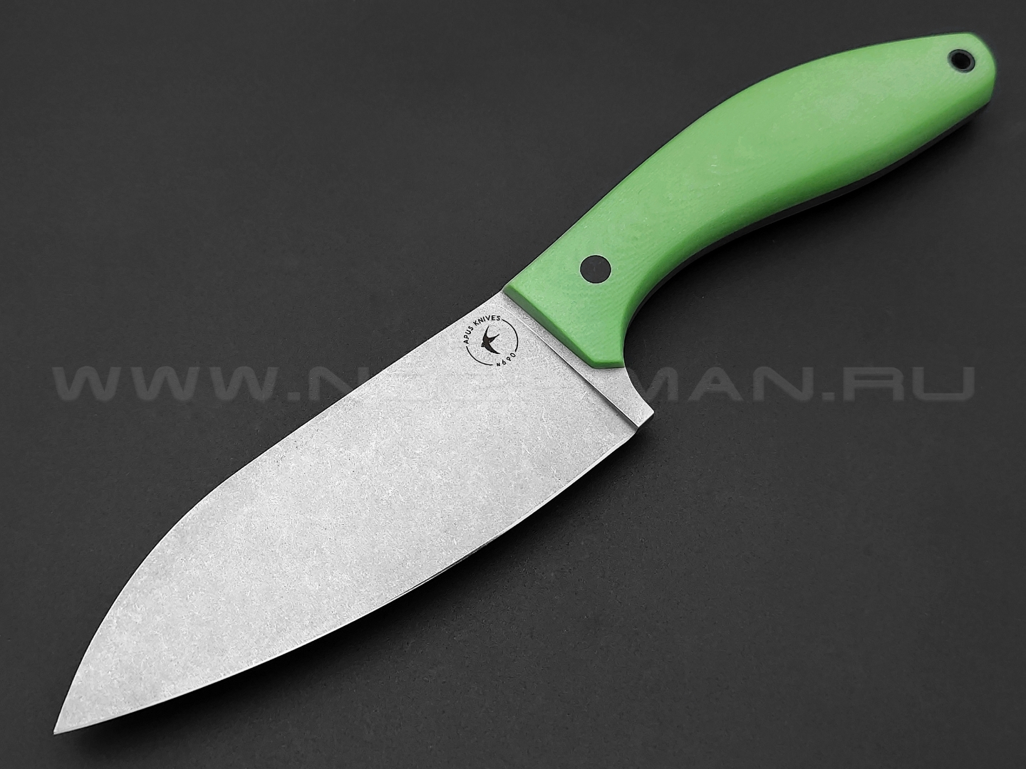 Apus Knives нож Santoku-M сталь N690, рукоять G10 neon green