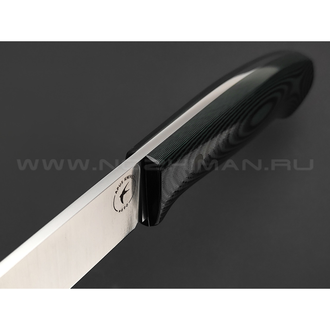 Апус нож Fishman сталь N690, рукоять G10 black & green, ножны kydex black