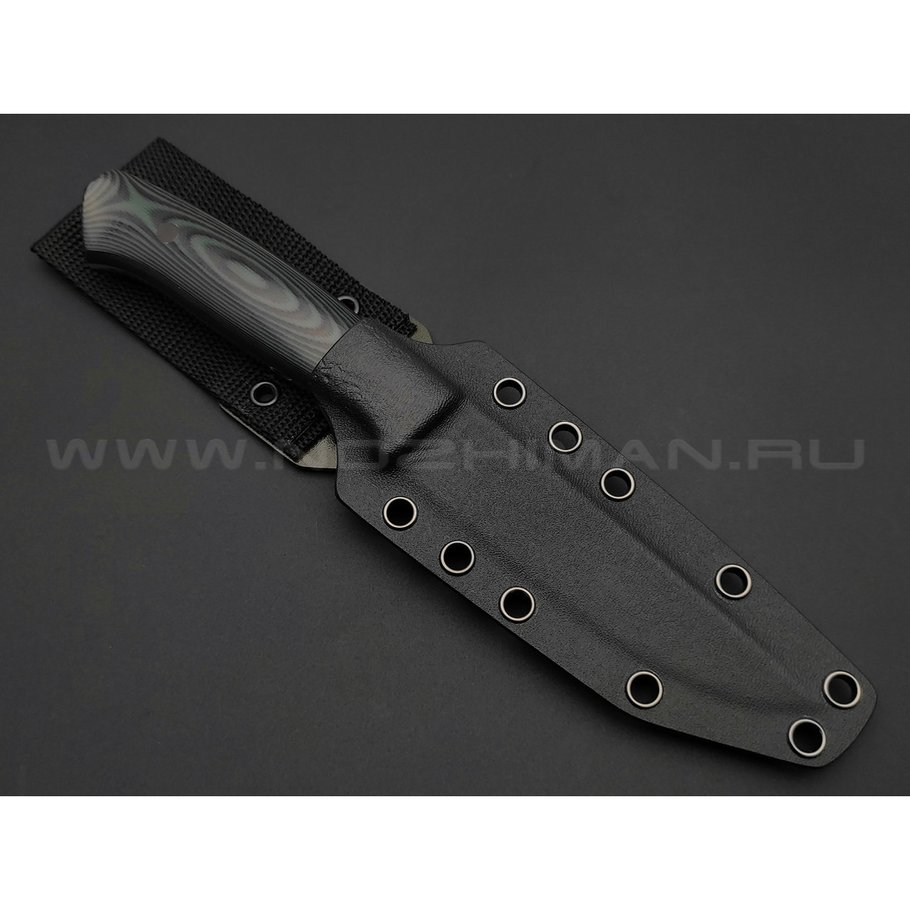Апус нож Fishman сталь N690, рукоять G10 black & green, ножны kydex black