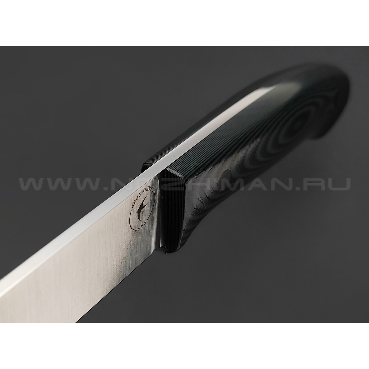 Апус нож Fishman сталь N690, рукоять G10 black & green, ножны kydex khaki