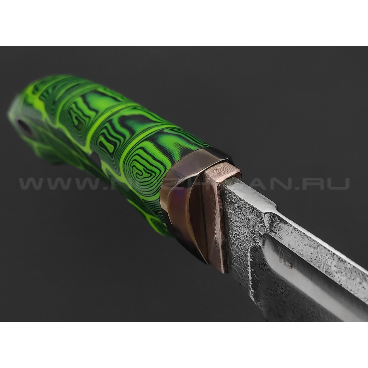 Богдан Гоготов нож NBG-22 сталь ELMAX, рукоять микарта, мокумэ-ганэ