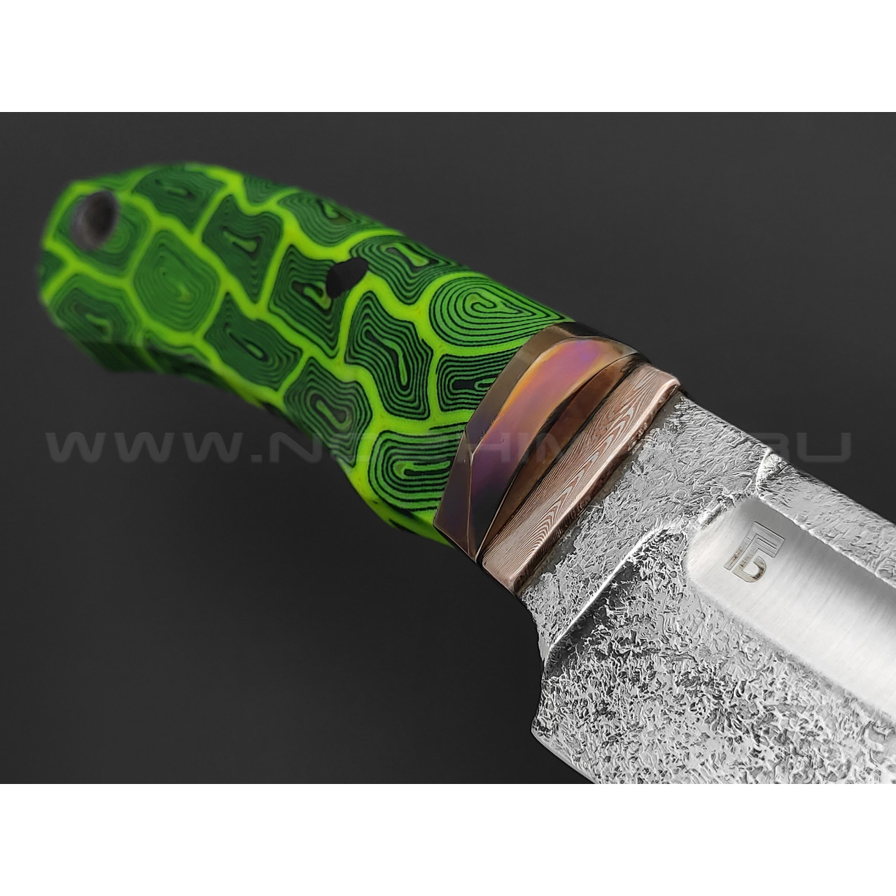 Богдан Гоготов нож NBG-22 сталь ELMAX, рукоять микарта, мокумэ-ганэ