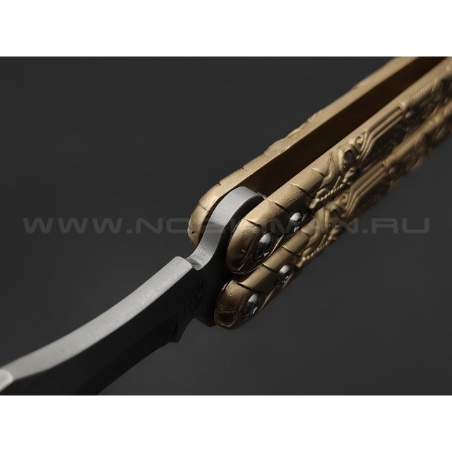 Atroposknife балисонг Gungnir сталь N690, рукоять из латуни