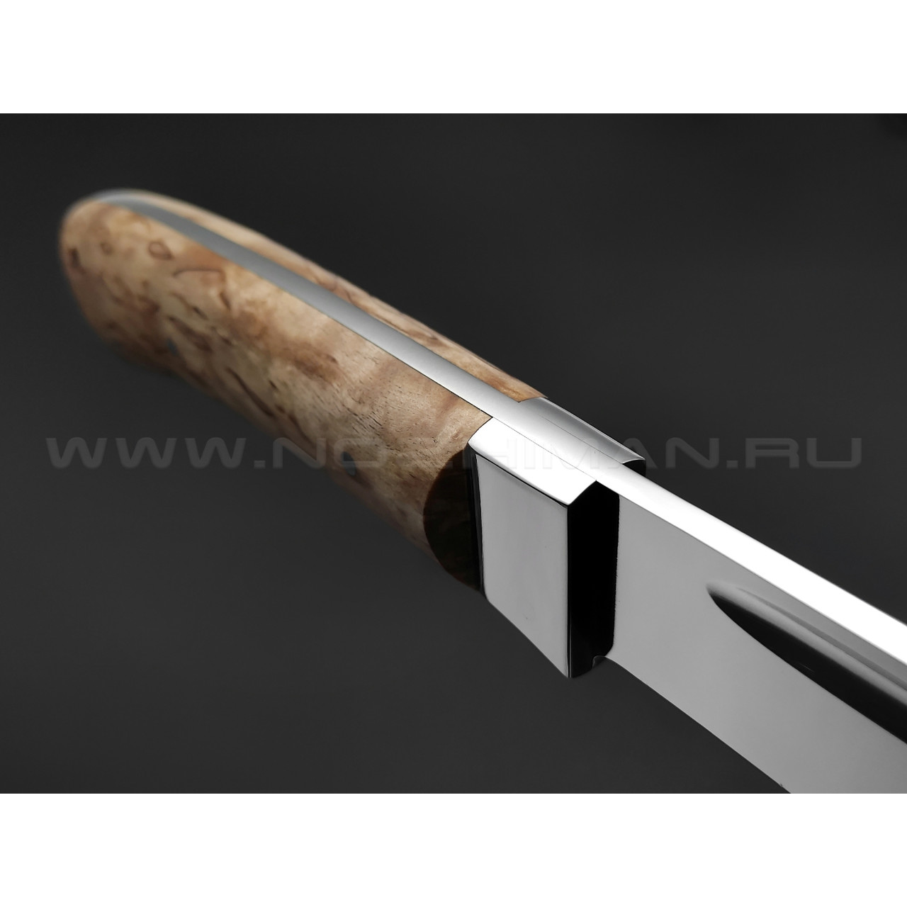 Стальные Бивни нож Якут большой ЦМ сталь Х12МФ, фрез дол, рукоять Карельская береза