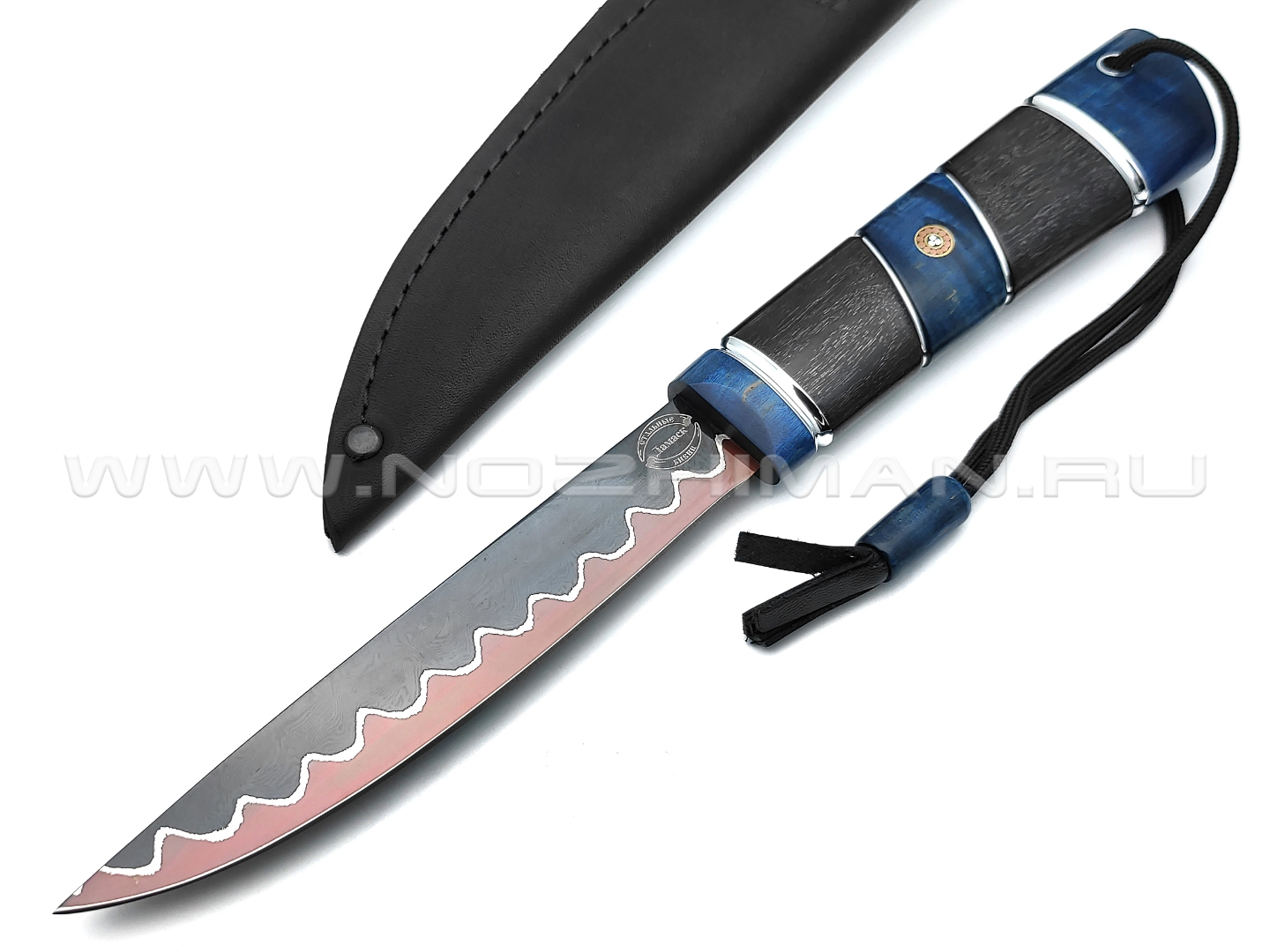 Нож "Якутский-АВ2" ламинированная сталь, рукоять карельская береза, черный граб (Стальные Бивни)