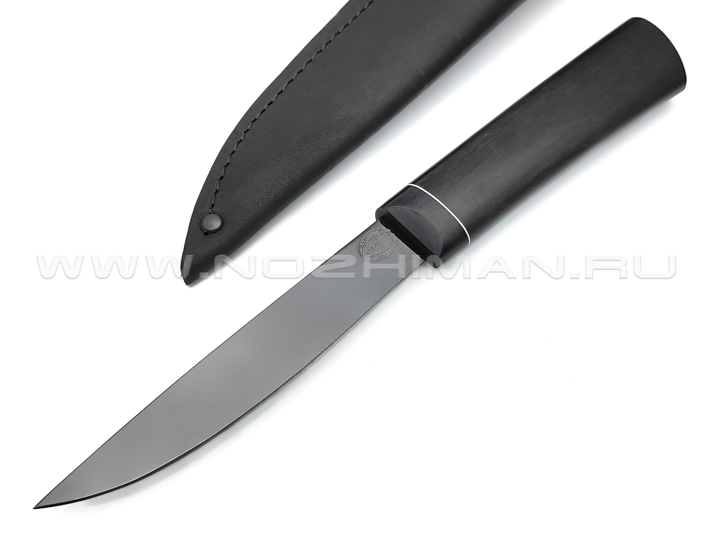 Нож "Якутский-СФ65Г" сталь 65Г воронение, рукоять черный граб (Стальные Бивни)