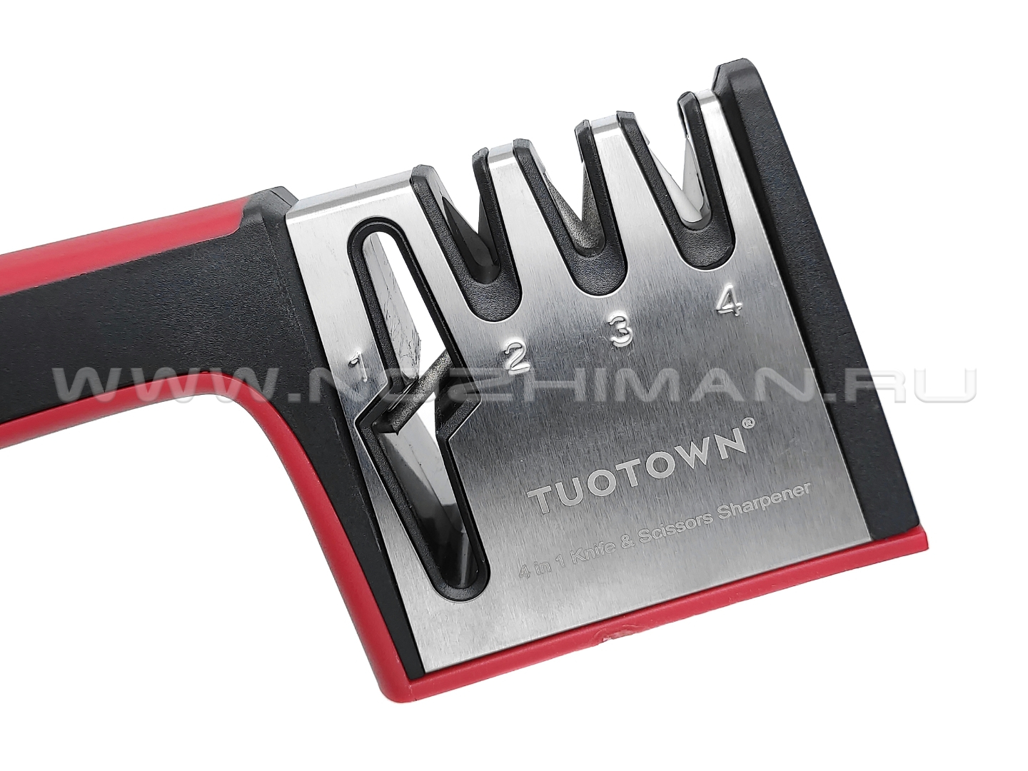 TuoTown точилка 4 в 1 для ножей и ножниц "S401-R" красная