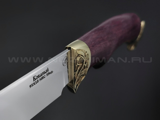 Нож "Газель-М" сталь 95Х18, рукоять дерево амарант, латунь (Фурсач А. А.)