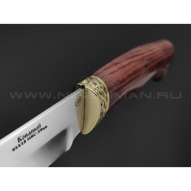 Нож "Ворон" сталь 95Х18, рукоять дерево бубинга, латунь (Фурсач А. А.)