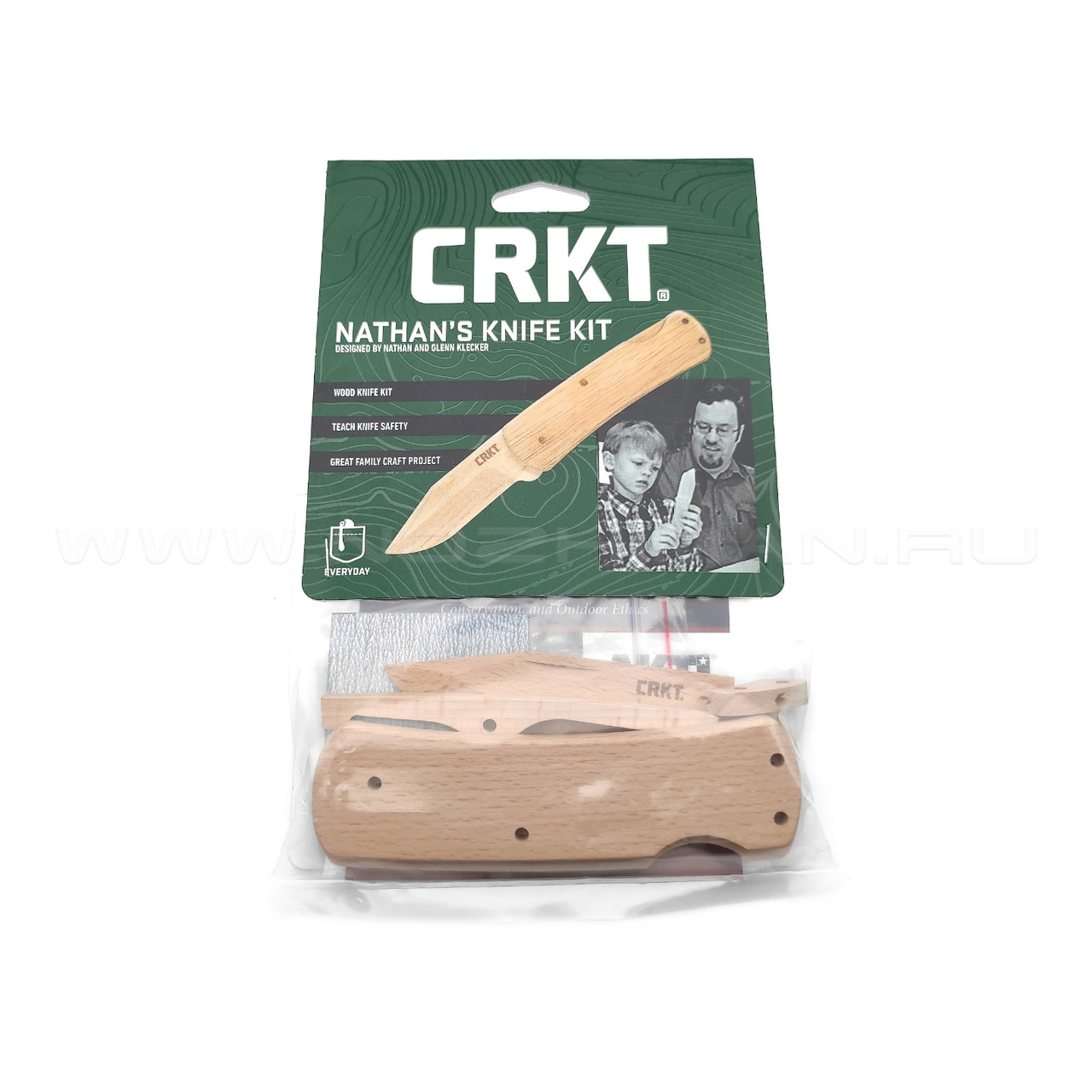 Детский складной нож конструктор CRKT Nathan's Knife Kit Wood Craft 1032, дерево бук