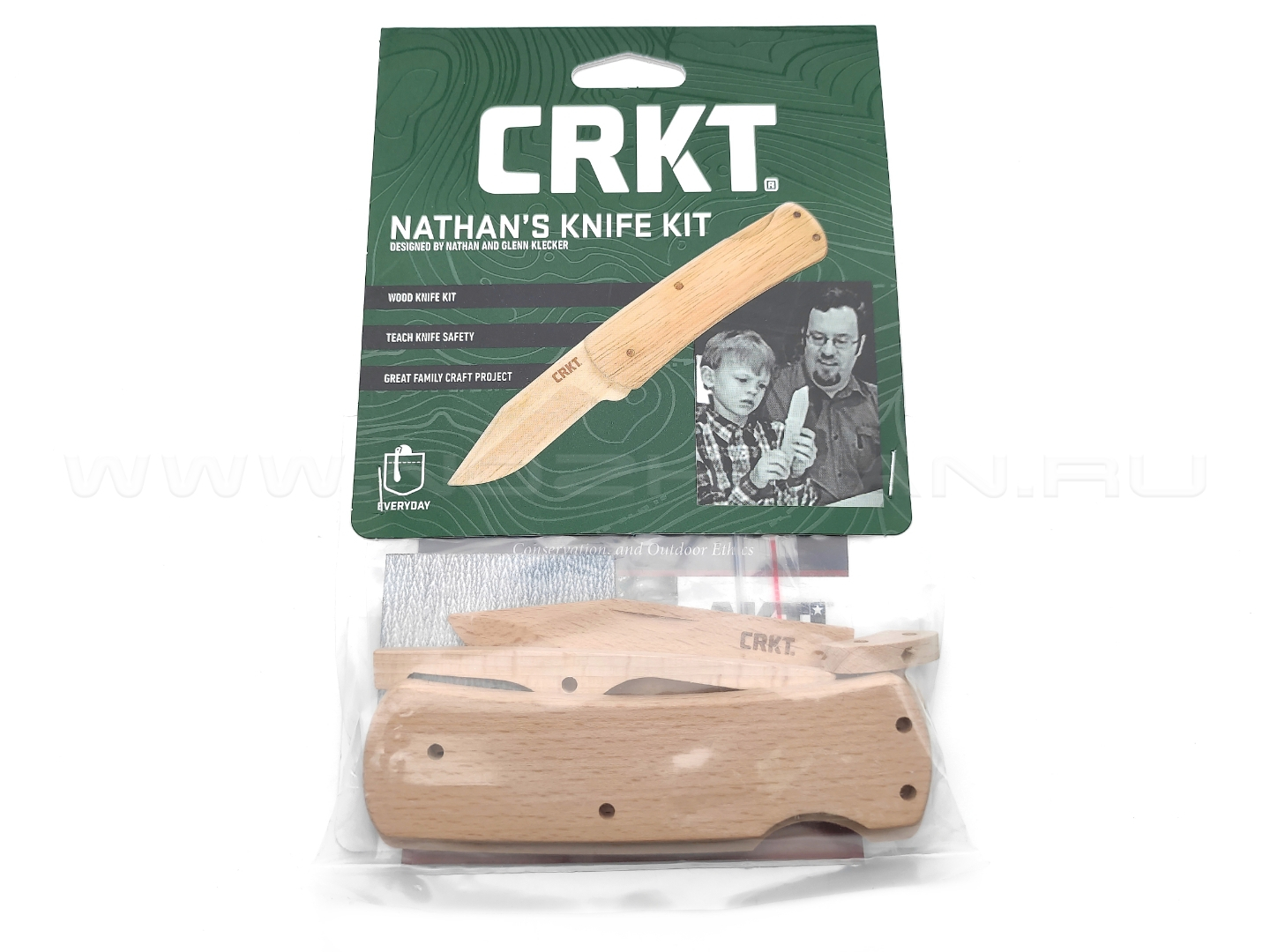 Детский складной нож конструктор CRKT Nathan's Knife Kit Wood Craft 1032, дерево бук