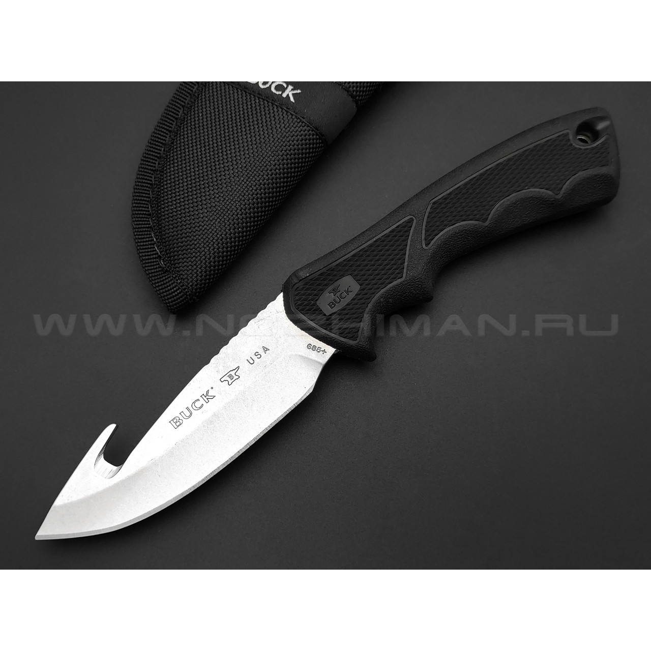 Нож Buck BuckLite Max II Large Guthook 0685BKG сталь 420HC, рукоять Dynaflex Rubber