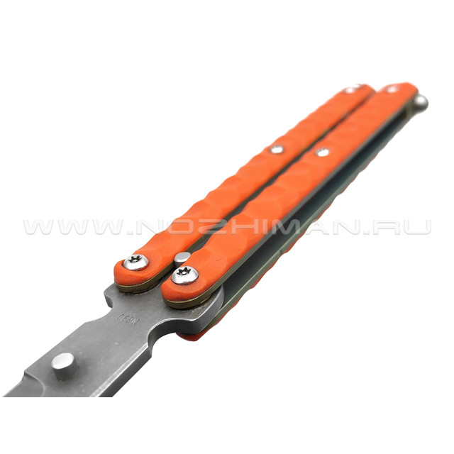 Atroposknife балисонг Smoke сталь N690, рукоять G10, титан