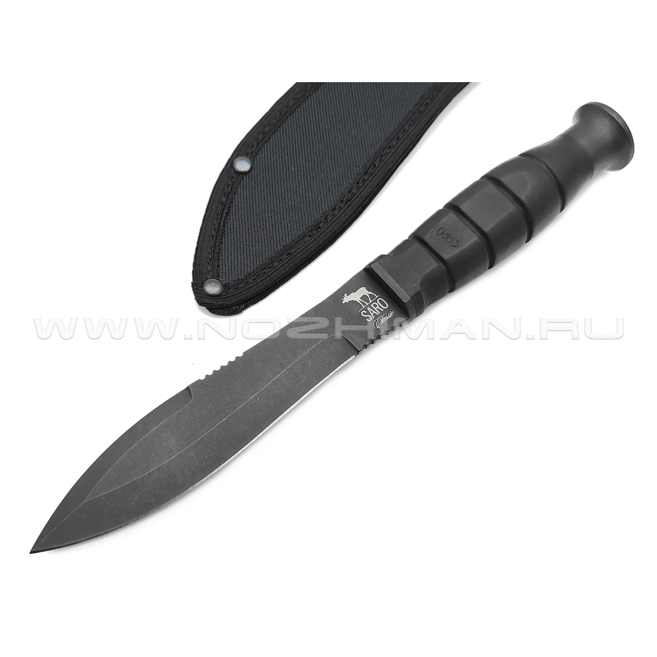 Saro нож Нерпа черный, сталь 65Г, рукоять резина