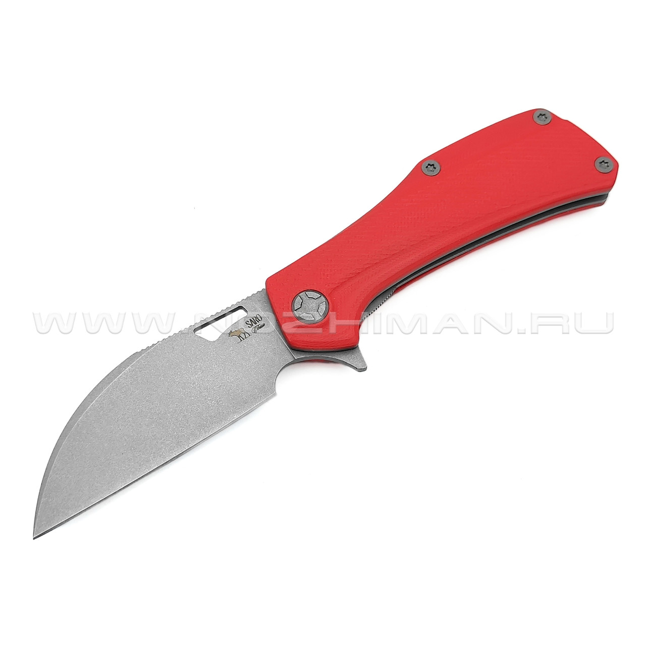 Saro нож Скорпион EVO Wharncliffe сталь K110, рукоять G10 red