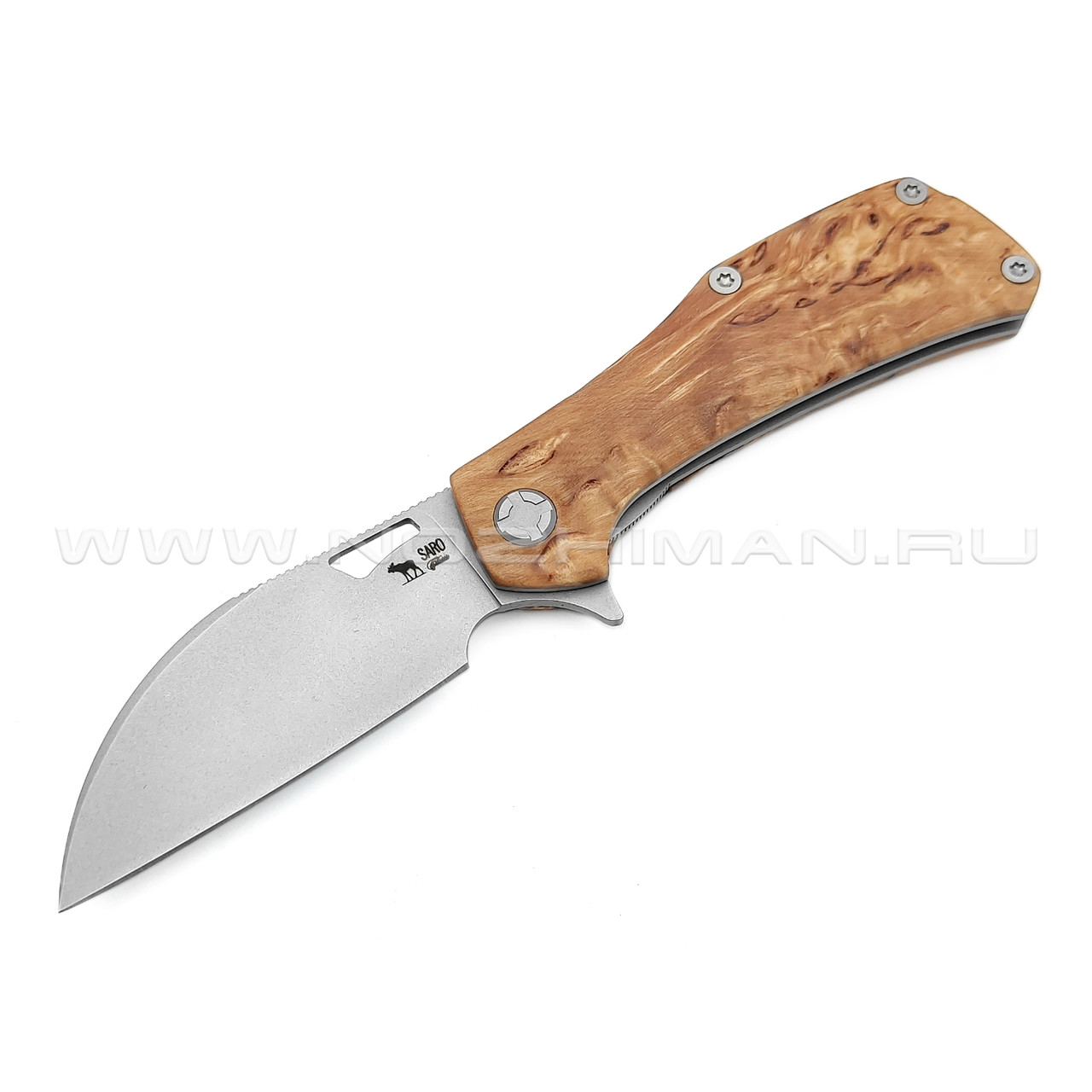 Saro нож Скорпион EVO Wharncliffe сталь K110, рукоять карельская береза